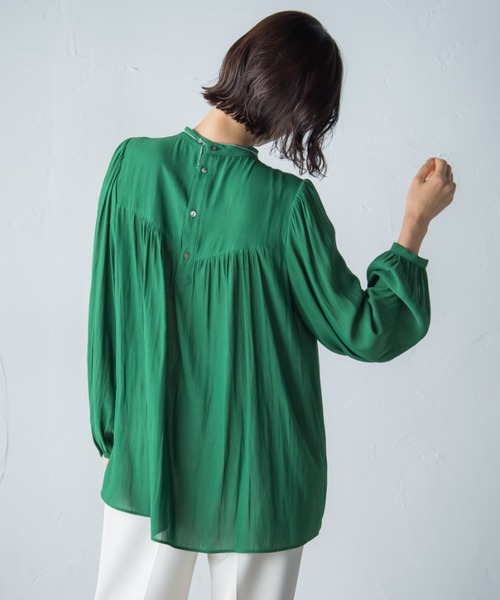 LAUTREAMONT(ロートレアモン)の「【WEB別注】割繊ブラウス≪洗濯機で洗える≫(シャツ/ブラウス・レディース・ネイビー/オフホワイト/オレンジ/グリーン・9号)」の20枚目の写真