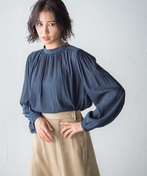 LAUTREAMONT(ロートレアモン)の「【WEB別注】割繊ブラウス≪洗濯機で洗える≫(シャツ/ブラウス・レディース・ネイビー/オフホワイト/オレンジ/グリーン・9号)」の15枚目の写真