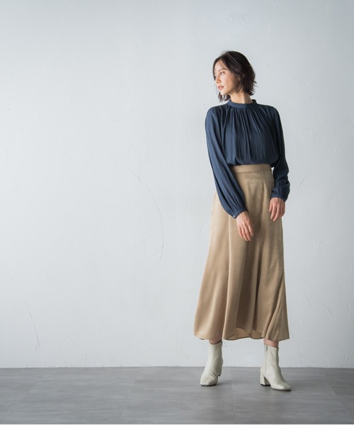 LAUTREAMONT(ロートレアモン)の「【WEB別注】割繊ブラウス≪洗濯機で洗える≫(シャツ/ブラウス・レディース・ネイビー/オフホワイト/オレンジ/グリーン・9号)」の5枚目の写真