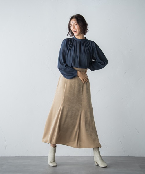 LAUTREAMONT(ロートレアモン)の「【WEB別注】割繊ブラウス≪洗濯機で洗える≫(シャツ/ブラウス・レディース・ネイビー/オフホワイト/オレンジ/グリーン・9号)」の7枚目の写真