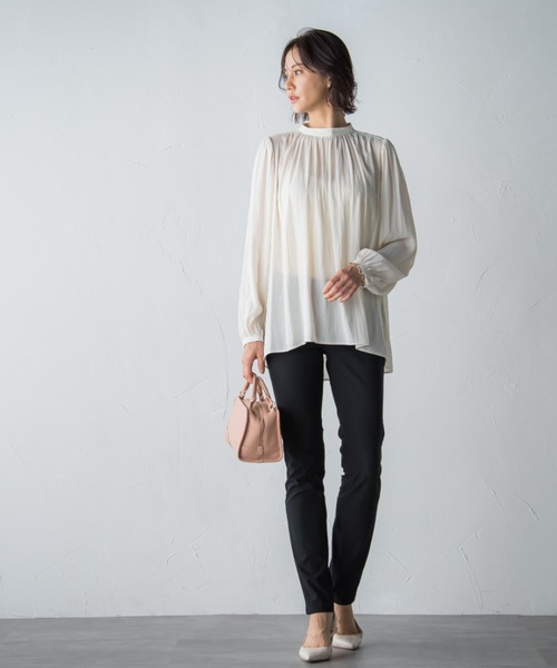 LAUTREAMONT(ロートレアモン)の「【WEB別注】割繊ブラウス≪洗濯機で洗える≫(シャツ/ブラウス・レディース・ネイビー/オフホワイト/オレンジ/グリーン・9号)」の9枚目の写真