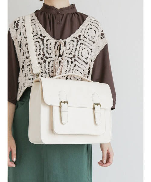 ehka sopo（エヘカソポ）の「3WAYサッチェルバッグ（ショルダーバッグ・レディース・ブラウン/オフホワイト/グリーン/キャメル・ﾌﾘ-）」の12枚目の写真