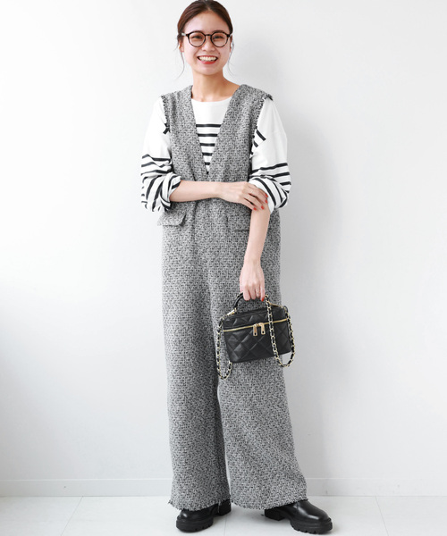 JOURNALSTANDARD relumeツイードフリンジVネック サロペット JOURNAL STANDARD relume（ジャーナルスタンダード レリューム