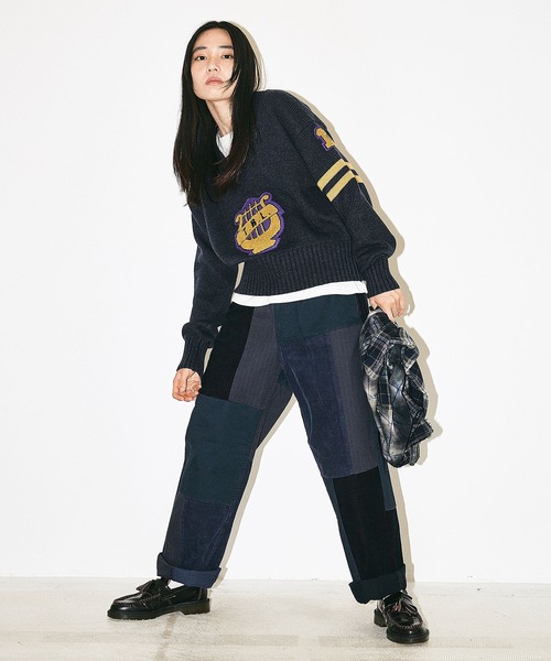 TOBILA（トビラ）の「ミックスコーデュロイパッチワークストレートパンツ（その他パンツ・レディース・ブラウン/ネイビー/カーキ・L/M）」の22枚目の写真