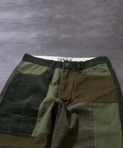 TOBILA（トビラ）の「ミックスコーデュロイパッチワークストレートパンツ（その他パンツ・レディース・ブラウン/ネイビー/カーキ・L/M）」の4枚目の写真