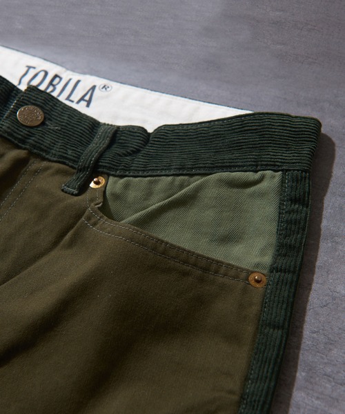 TOBILA（トビラ）の「ミックスコーデュロイパッチワークストレートパンツ（その他パンツ・レディース・ブラウン/ネイビー/カーキ・L/M）」の6枚目の写真