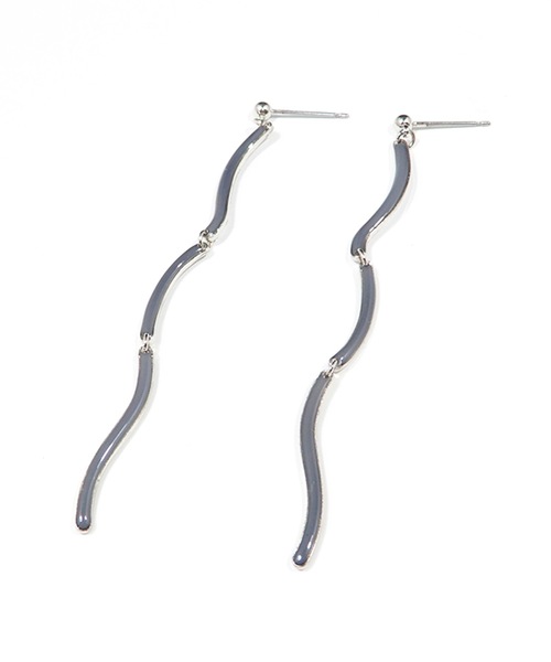 The Rule(ザルール)の「The Rule ザルール : Connect pieced earring :ロングシルエットピアス(ピアス(両耳用)・レディース・ダークブルー/ベージュ/クリア・FREE)」の1枚目の写真