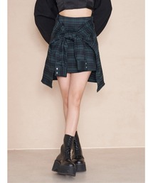 シャツレイヤードキュロットパンツ