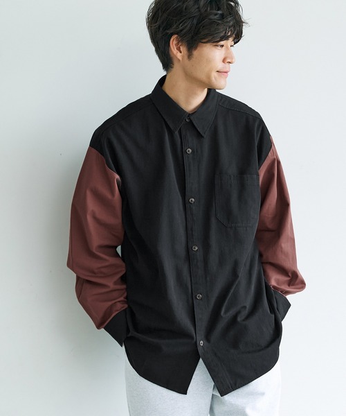 coca(coca)(コカ)の「メンズツイル配色オーバーシャツ(シャツ/ブラウス・メンズ・オレンジ/ブラック・M/L)」の2枚目の写真