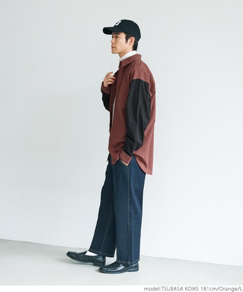 coca(coca)(コカ)の「メンズツイル配色オーバーシャツ(シャツ/ブラウス・メンズ・オレンジ/ブラック・M/L)」の7枚目の写真