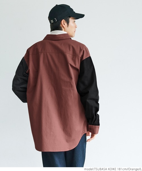 coca(coca)(コカ)の「メンズツイル配色オーバーシャツ(シャツ/ブラウス・メンズ・オレンジ/ブラック・M/L)」の8枚目の写真