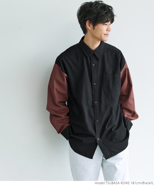 coca(coca)(コカ)の「メンズツイル配色オーバーシャツ(シャツ/ブラウス・メンズ・オレンジ/ブラック・M/L)」の4枚目の写真