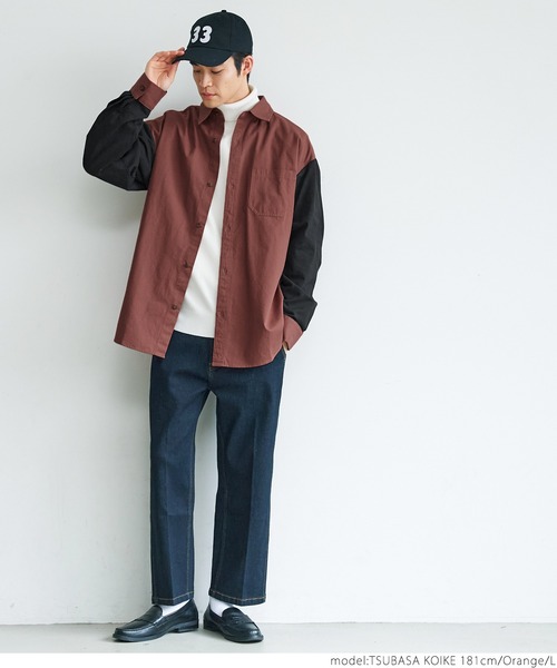 coca(coca)(コカ)の「メンズツイル配色オーバーシャツ(シャツ/ブラウス・メンズ・オレンジ/ブラック・M/L)」の9枚目の写真