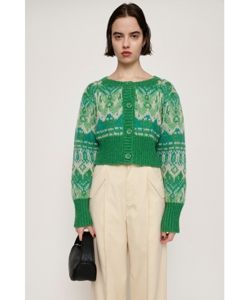 SLY(スライ)の「FAIR ISLE MOHAIR MG CROP CD フェアアイル モヘア ミドルゲージ クロップ カーディガン(カーディガン/ボレロ・レディース・イエロー系その他/グリーン系その他2・FREE)」の3枚目の写真