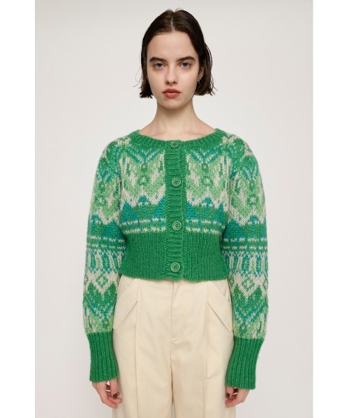 SLY(スライ)の「FAIR ISLE MOHAIR MG CROP CD フェアアイル モヘア ミドルゲージ クロップ カーディガン(カーディガン/ボレロ・レディース・イエロー系その他/グリーン系その他2・FREE)」の5枚目の写真