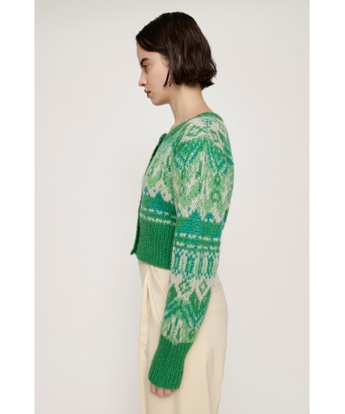 SLY(スライ)の「FAIR ISLE MOHAIR MG CROP CD フェアアイル モヘア ミドルゲージ クロップ カーディガン(カーディガン/ボレロ・レディース・イエロー系その他/グリーン系その他2・FREE)」の6枚目の写真