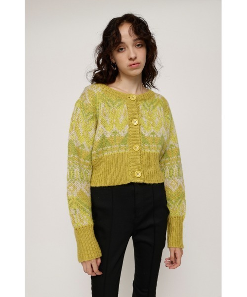 SLY(スライ)の「FAIR ISLE MOHAIR MG CROP CD フェアアイル モヘア ミドルゲージ クロップ カーディガン(カーディガン/ボレロ・レディース・イエロー系その他/グリーン系その他2・FREE)」の16枚目の写真