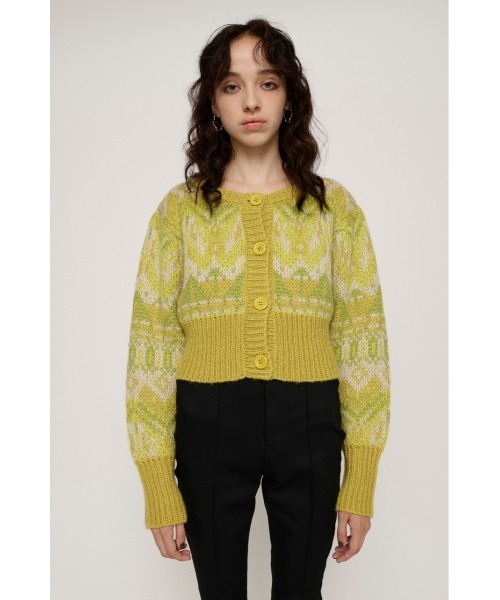 SLY(スライ)の「FAIR ISLE MOHAIR MG CROP CD フェアアイル モヘア ミドルゲージ クロップ カーディガン(カーディガン/ボレロ・レディース・イエロー系その他/グリーン系その他2・FREE)」の13枚目の写真