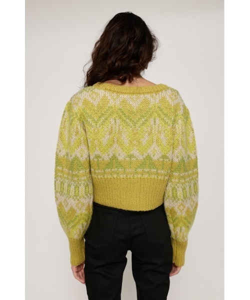 SLY(スライ)の「FAIR ISLE MOHAIR MG CROP CD フェアアイル モヘア ミドルゲージ クロップ カーディガン(カーディガン/ボレロ・レディース・イエロー系その他/グリーン系その他2・FREE)」の15枚目の写真