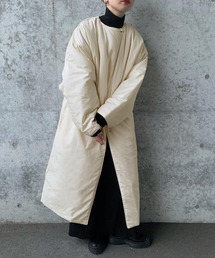 select MOCA by son | 2022 AW ノーカラーロング中綿アウター(ノーカラーコート)