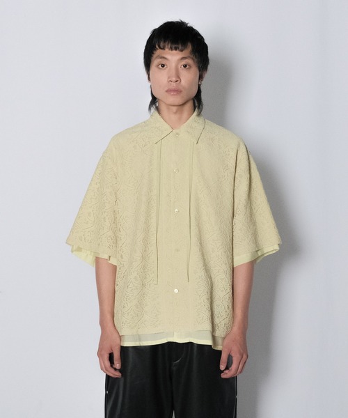 Wizzard（ウィザード）の「Wizzard ウィザード / LACE  SHIRTリラクシングフラワーレースシャツ / W23SS-SH050（シャツ/ブラウス・メンズ・ブラック/ホワイト/イエロー・3/1/2）」の3枚目の写真