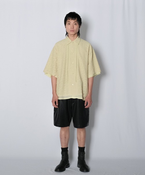 Wizzard（ウィザード）の「Wizzard ウィザード / LACE  SHIRTリラクシングフラワーレースシャツ / W23SS-SH050（シャツ/ブラウス・メンズ・ブラック/ホワイト/イエロー・3/1/2）」の4枚目の写真