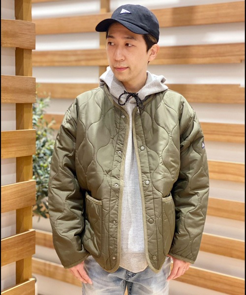 Grand PARK（グランドパーク）の「ライナーキルト中綿ブルゾン（ノーカラーコート・メンズ・ブラック/グレー/オリーブ・MEDIUM/LARGE/X-LARGE）」の3枚目の写真