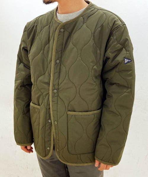 Grand PARK（グランドパーク）の「ライナーキルト中綿ブルゾン（ノーカラーコート・メンズ・ブラック/グレー/オリーブ・MEDIUM/LARGE/X-LARGE）」の10枚目の写真
