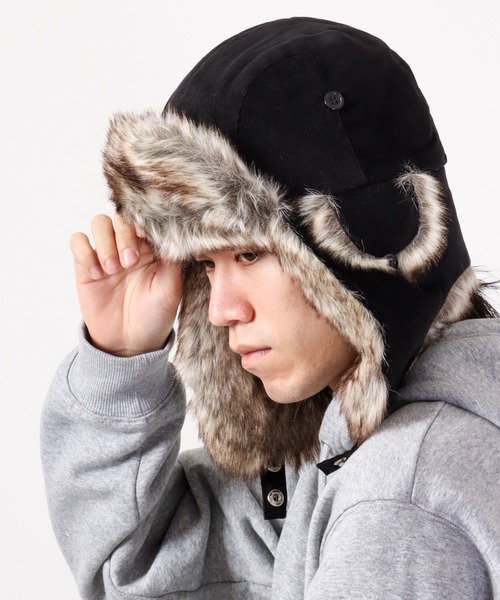 fabulous コーデュロイエコファーフライトキャップ L エコファー 大きい帽子（キャップ）｜Fabulous（ファビュラス）