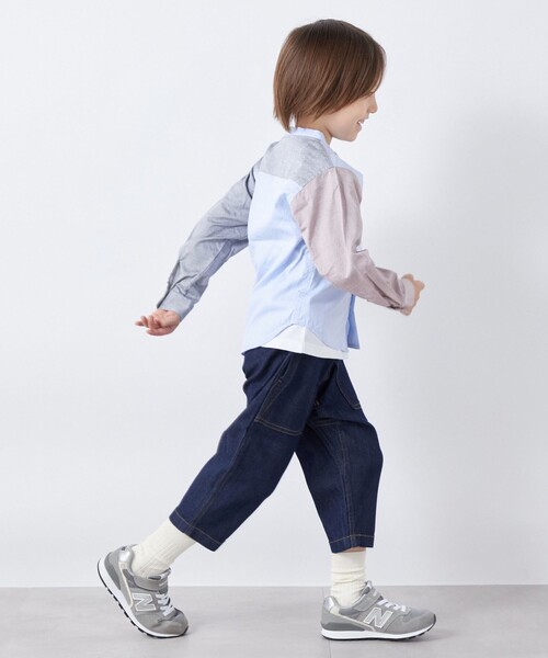 SHIPS any（シップス エニィ）の「SHIPS any: バンドカラー オックス シャツ <KIDS>（シャツ/ブラウス・キッズ・マルチ/ライトグレー/ライトブルー・M(125-135)/S(110-120)/L(140-150)）」の7枚目の写真