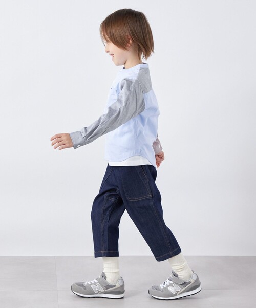 SHIPS any（シップス エニィ）の「SHIPS any: バンドカラー オックス シャツ <KIDS>（シャツ/ブラウス・キッズ・マルチ/ライトグレー/ライトブルー・M(125-135)/S(110-120)/L(140-150)）」の8枚目の写真