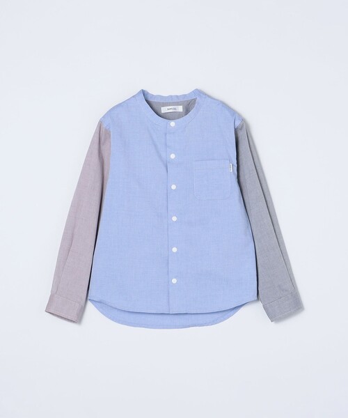 SHIPS any（シップス エニィ）の「SHIPS any: バンドカラー オックス シャツ <KIDS>（シャツ/ブラウス・キッズ・マルチ/ライトグレー/ライトブルー・M(125-135)/S(110-120)/L(140-150)）」の9枚目の写真
