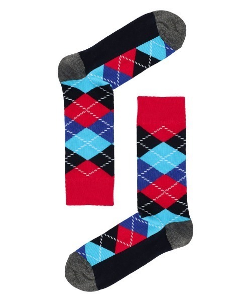 Happy Socks（ハッピーソックス）の「HS by Happy Socks メンズ レディース ARGYLE （ アーガイル ） クルーソックス 10201901（ソックス/靴下・レディース・レッド/ライトブルー/ブラック・M/L）」の6枚目の写真