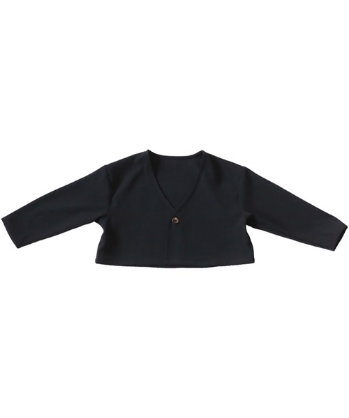 antiqua(アンティカ)の「シンプルショートジャケット(ノーカラージャケット・キッズ・ライトベージュ/ブラック・130/140/150/160)」の9枚目の写真