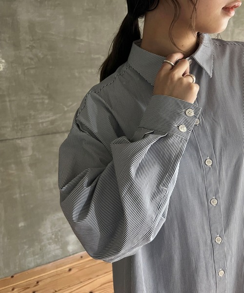 cona（コナ）の「【ZOZO限定】ストライプオーバーシャツ（シャツ/ブラウス・レディース・ピンク/ネイビー/ミント・FREE）」の12枚目の写真