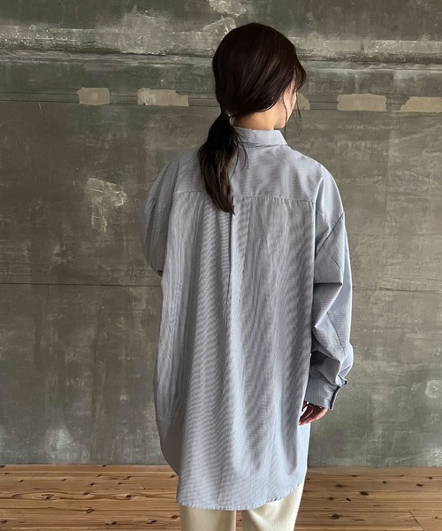 cona（コナ）の「【ZOZO限定】ストライプオーバーシャツ（シャツ/ブラウス・レディース・ピンク/ネイビー/ミント・FREE）」の9枚目の写真