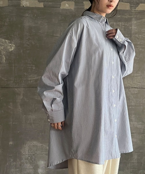 cona（コナ）の「【ZOZO限定】ストライプオーバーシャツ（シャツ/ブラウス・レディース・ピンク/ネイビー/ミント・FREE）」の7枚目の写真