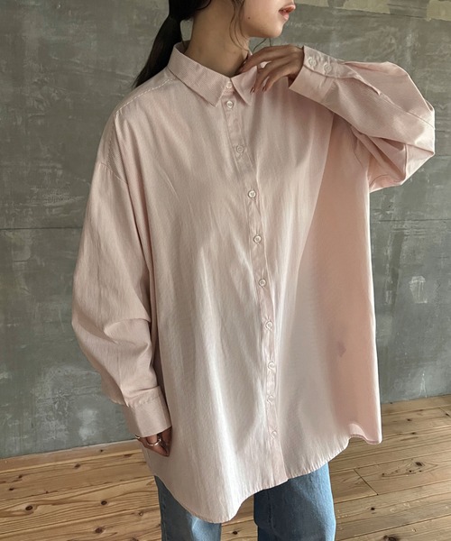 cona（コナ）の「【ZOZO限定】ストライプオーバーシャツ（シャツ/ブラウス・レディース・ピンク/ネイビー/ミント・FREE）」の15枚目の写真