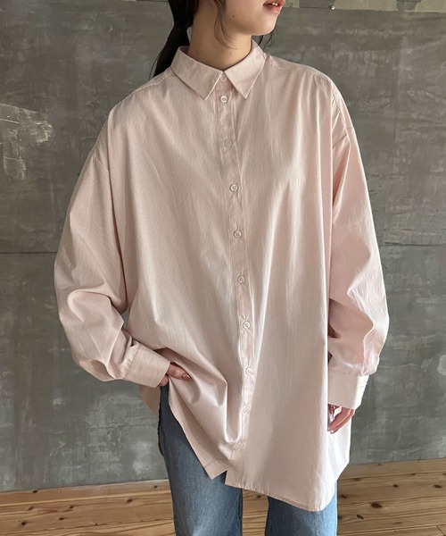 cona（コナ）の「【ZOZO限定】ストライプオーバーシャツ（シャツ/ブラウス・レディース・ピンク/ネイビー/ミント・FREE）」の13枚目の写真