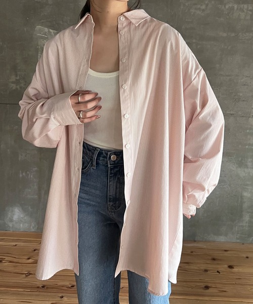 cona（コナ）の「【ZOZO限定】ストライプオーバーシャツ（シャツ/ブラウス・レディース・ピンク/ネイビー/ミント・FREE）」の22枚目の写真