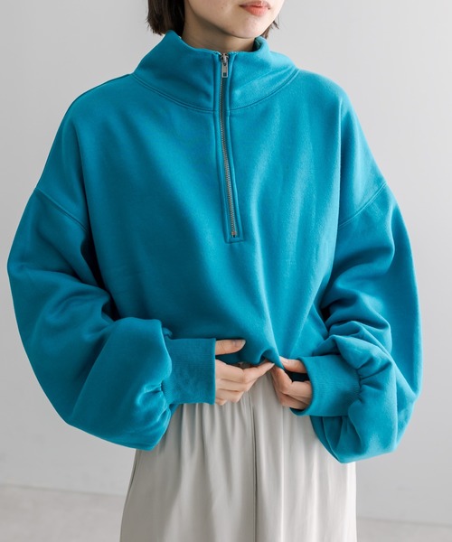 mline（エムライン）の「[mline]ハーフジップスウェット（スウェット・レディース・オフホワイト/ベージュ/ブルー・FREE）」の3枚目の写真