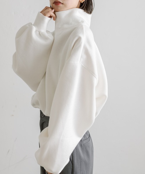 mline（エムライン）の「[mline]ハーフジップスウェット（スウェット・レディース・オフホワイト/ベージュ/ブルー・FREE）」の6枚目の写真