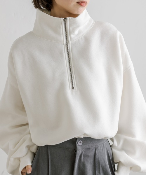 mline（エムライン）の「[mline]ハーフジップスウェット（スウェット・レディース・オフホワイト/ベージュ/ブルー・FREE）」の9枚目の写真