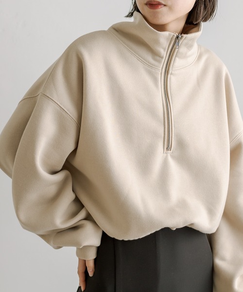 mline（エムライン）の「[mline]ハーフジップスウェット（スウェット・レディース・オフホワイト/ベージュ/ブルー・FREE）」の7枚目の写真