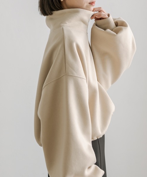 mline（エムライン）の「[mline]ハーフジップスウェット（スウェット・レディース・オフホワイト/ベージュ/ブルー・FREE）」の5枚目の写真