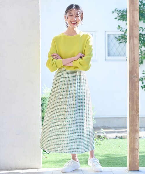 ANY(エニィ)の「スクエアプリントスカート(スカート・レディース・ブラック系6/グリーン系6・2/3)」の1枚目の写真