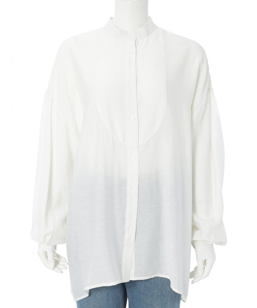 fifth(フィフス)の「ポプリンバンドカラーブラウス(シャツ/ブラウス・レディース・グリーン/ホワイト・M)」の1枚目の写真