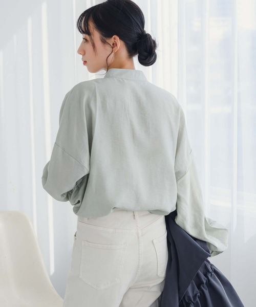 fifth(フィフス)の「ポプリンバンドカラーブラウス(シャツ/ブラウス・レディース・グリーン/ホワイト・M)」の5枚目の写真