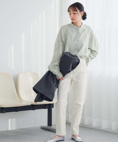 fifth(フィフス)の「ポプリンバンドカラーブラウス(シャツ/ブラウス・レディース・グリーン/ホワイト・M)」の7枚目の写真