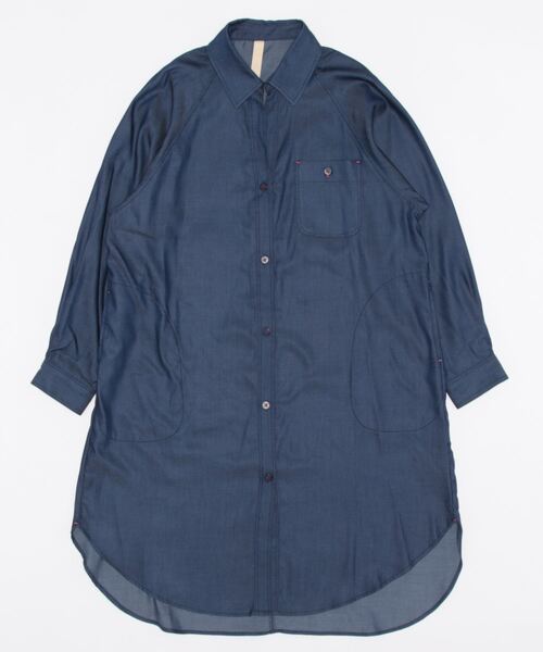Q（キュー）の「テンセルデニムロングシャツ（シャツワンピース・レディース・ネイビー・MEDIUM）」の9枚目の写真